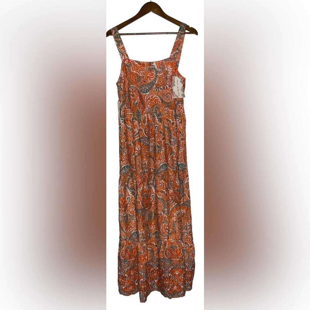 Band Of Gypsies Women Alejandra Paisley‎ Tiered Maxi Dress Boho Hippie M NEW